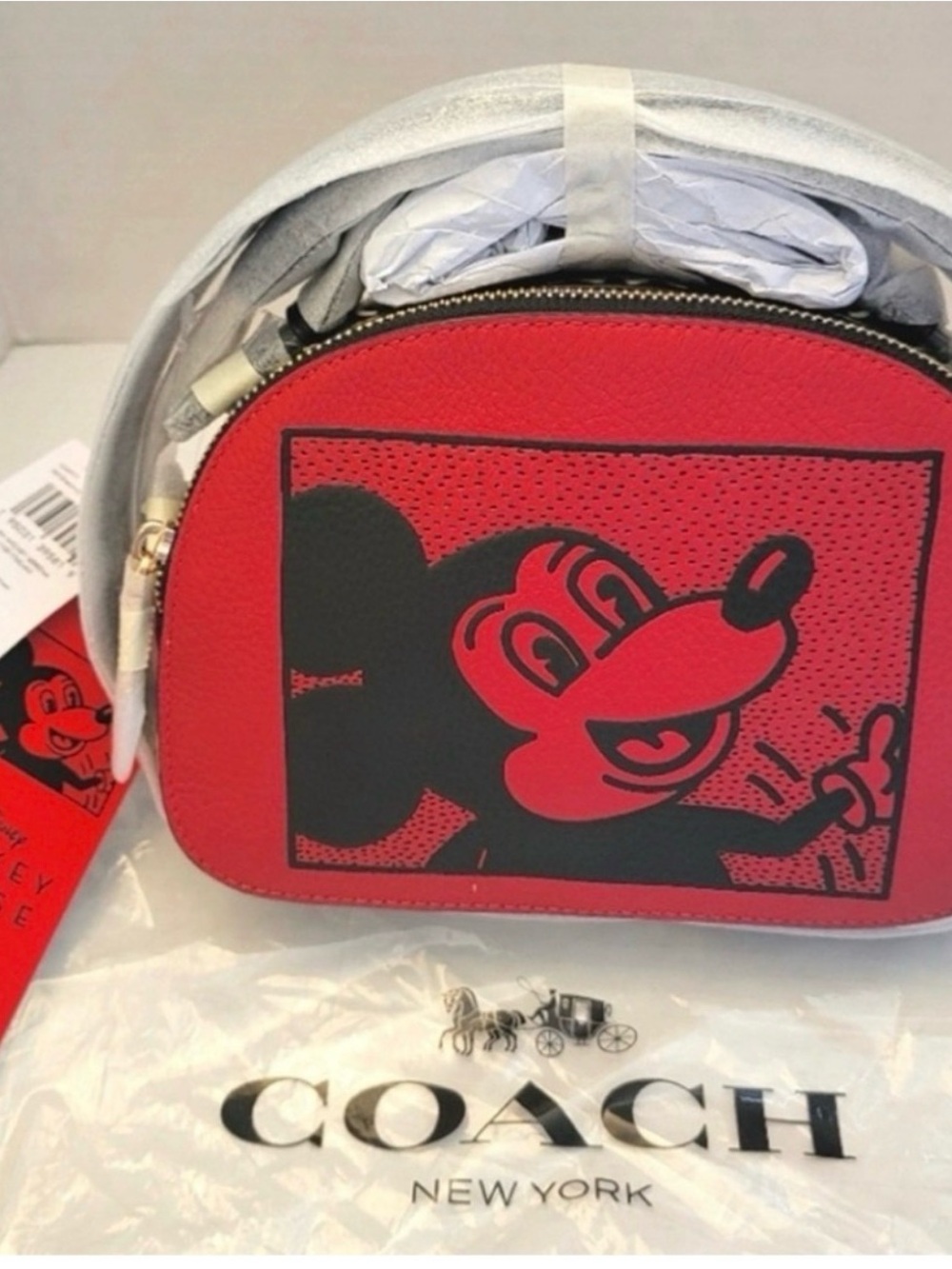 Coach Red and Black Mickey Pop Art Crossbody
